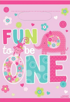 ONE WILD GIRL 1ST BIRTHDAY LOOT BAGS - PACK OF 8