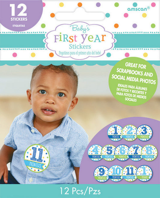 AMSCAN BABY'S FIRST YEAR STICKERS - BLUE