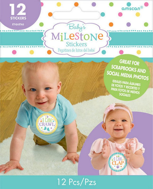 AMSCAN BABY'S MILESTONE STICKERS - 12 STICKERS