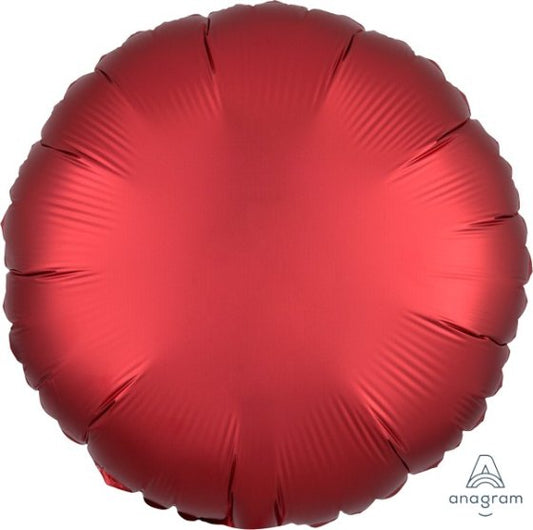 SATIN LUXE SANGRIA RED CIRCLE FOIL BALLOON - 43CM