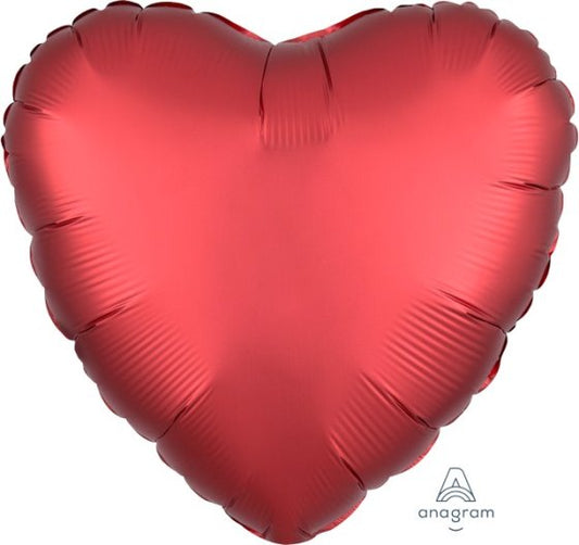 SATIN LUXE SANGRIA RED HEART FOIL BALLOON - 43CM