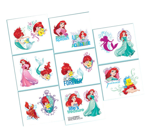 DISNEY PRINCESS LITTLE MERMAID TEMPORARY TATTOOS - PACK OF 16