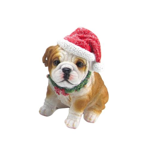 DOG WITH SANTA HAT AND NECK TIE - BLACK FRENCHIE, GOLDEN LABRADOR, PUG
