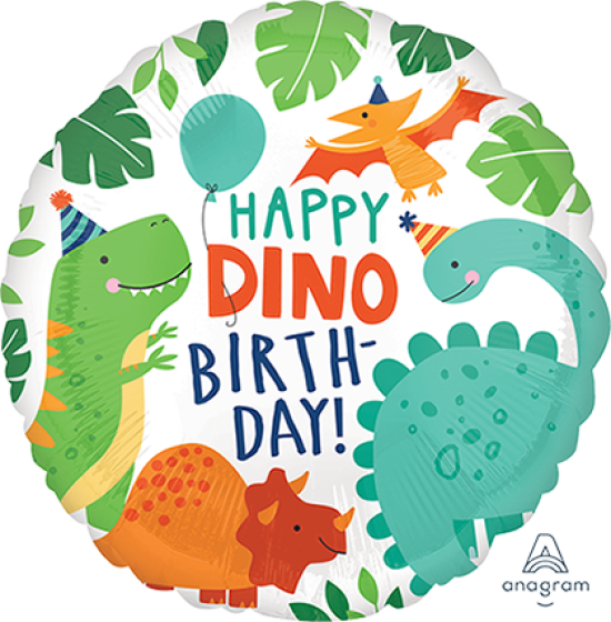 DINOSAUR HAPPY DINO BIRTHDAY FOIL BALLOON - 43CM