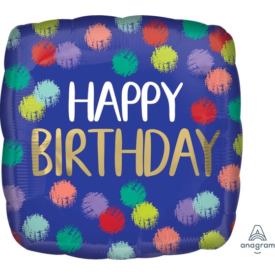 BLUE HAPPY BIRTHDAY BRUSHED FOIL BALLOON - 43CM