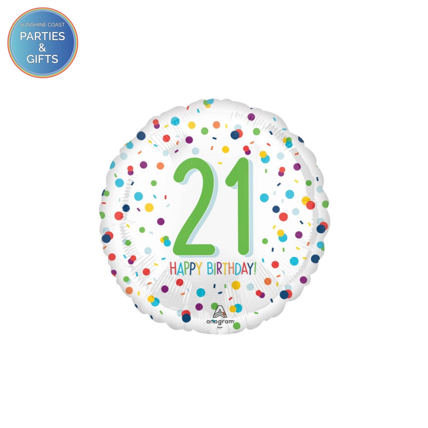 CONFETTI BIRTHDAY 21ST FOIL BALLOON - 43CM