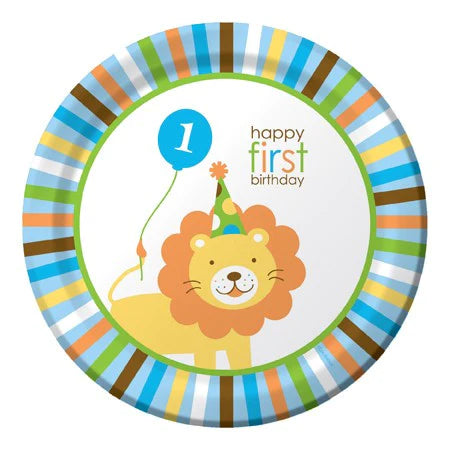 SWEET AT ONE BOY 1ST BIRTHDAY ROUND PAPER PLATES 22.2CM - PACK OF 8