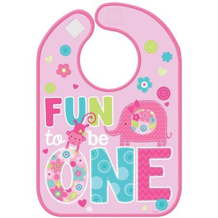 FUN TO BE ONE GIRL 1ST BIRTHDAY PLASTIC BIB