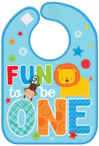 FUN TO BE ONE BOY 1ST BIRTHDAY PLASTIC BIB