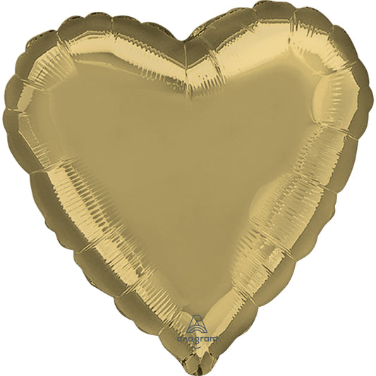 METALLIC WHITE GOLD HEART FOIL BALLOON - 43CM