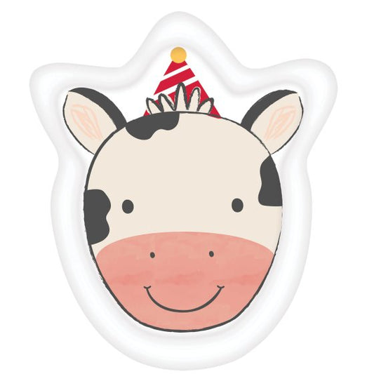 FARM BARNYARD BIRTHDAY COW SHAPED PAPER PLATES 17.7CM - PACK OF 8