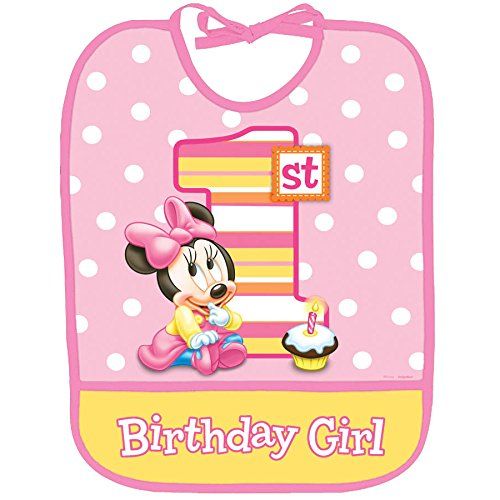 DISNEY MINNIE MOUSE 1ST BIRTHDAY PLASTIC BIB