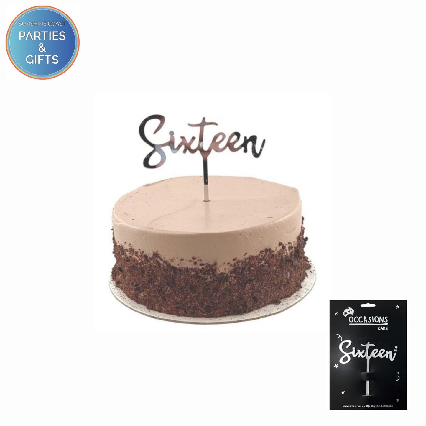 ACRYLIC CAKE TOPPER 2MM - SILVER SIXTEEN