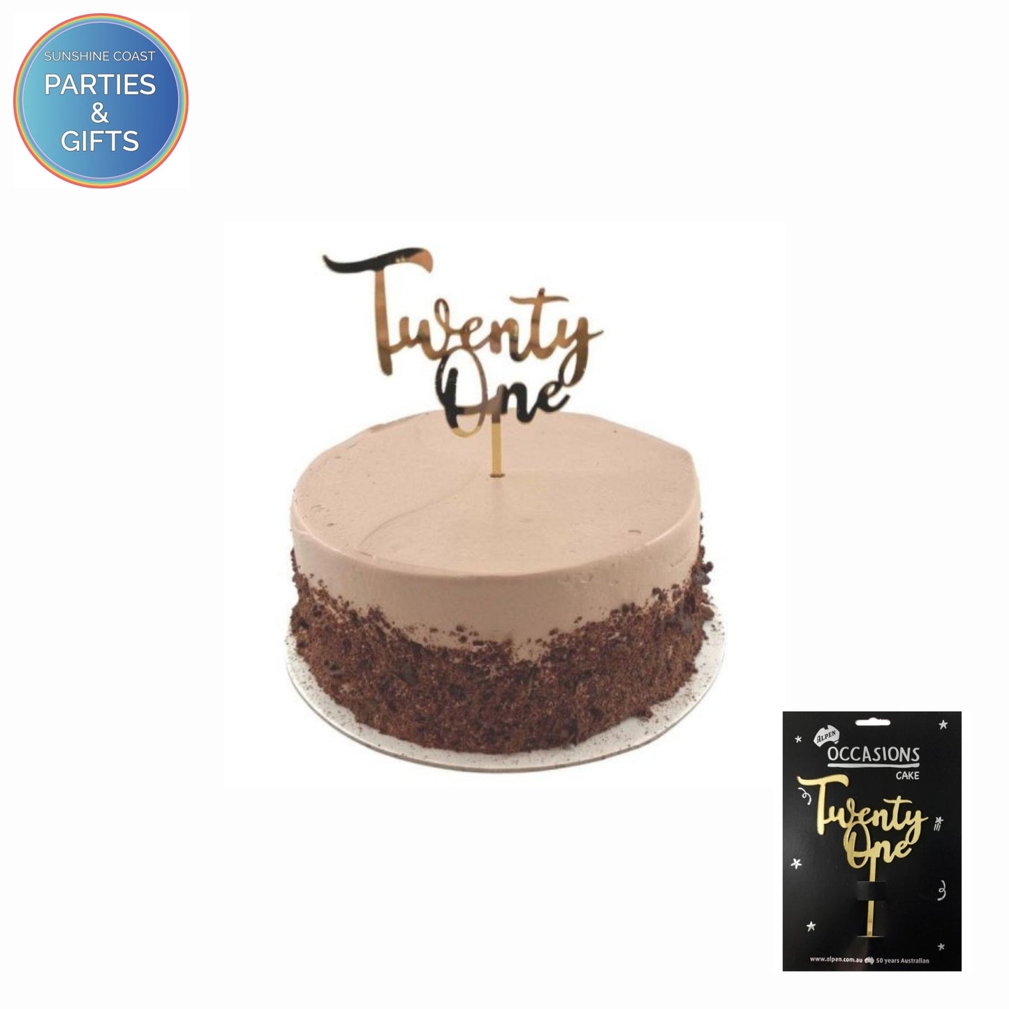 ACRYLIC CAKE TOPPER 2MM - GOLD TWENTY-ONE