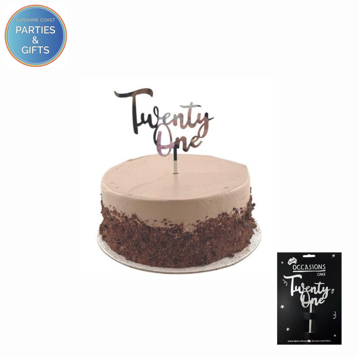 ACRYLIC CAKE TOPPER 2MM - SILVER TWENTY-ONE