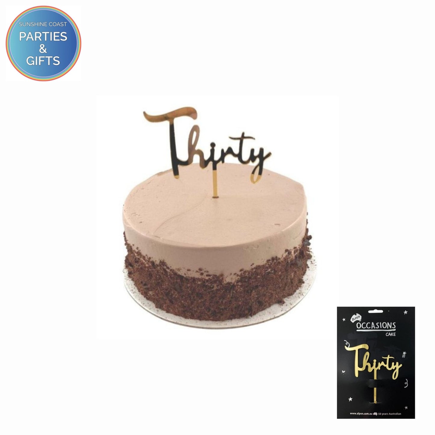 ACRYLIC CAKE TOPPER 2MM - GOLD THIRTY