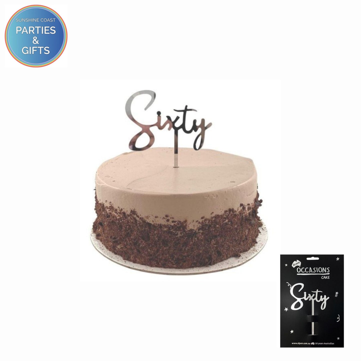ACRYLIC CAKE TOPPER 2MM - SILVER SIXTY