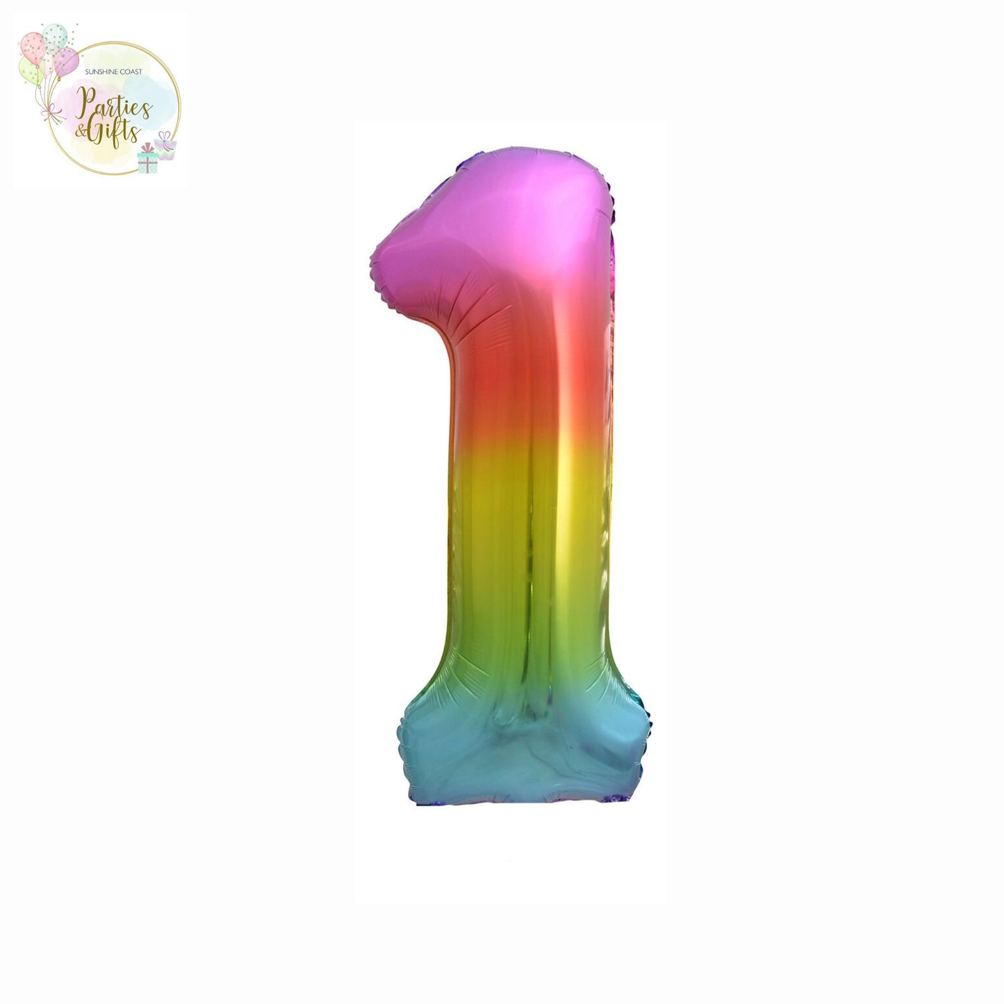 GIANT FOIL BALLOON - RAINBOW NUMBER 1 - 86CM