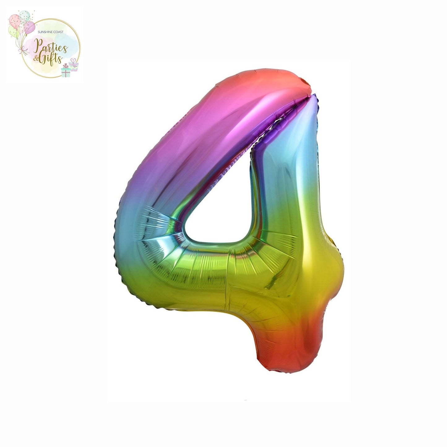 GIANT FOIL BALLOON - RAINBOW NUMBER 4 - 86CM