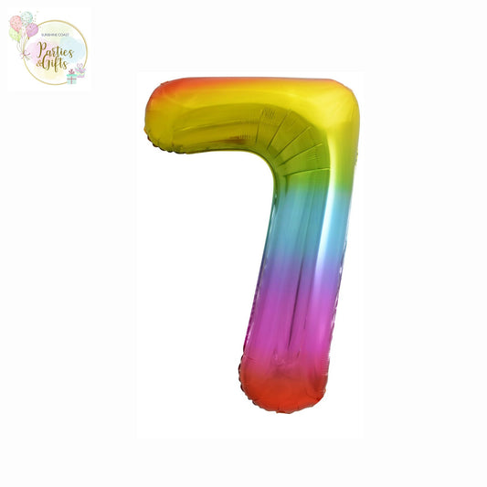 GIANT FOIL BALLOON - RAINBOW NUMBER 7 - 86CM