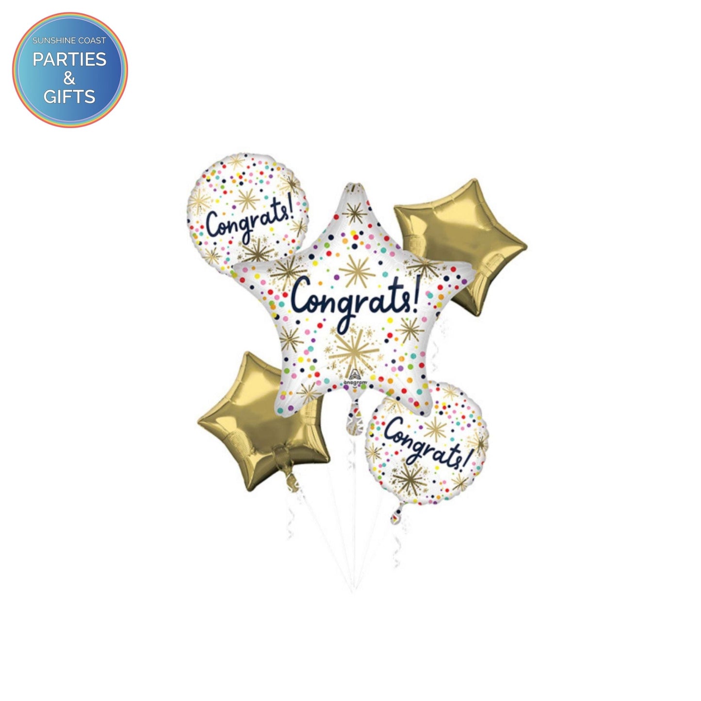 CONGRATS CONFETTI SPRINKLES HELIUM FOIL BALLOON BOUQUET - PACK OF 5 (Copy)