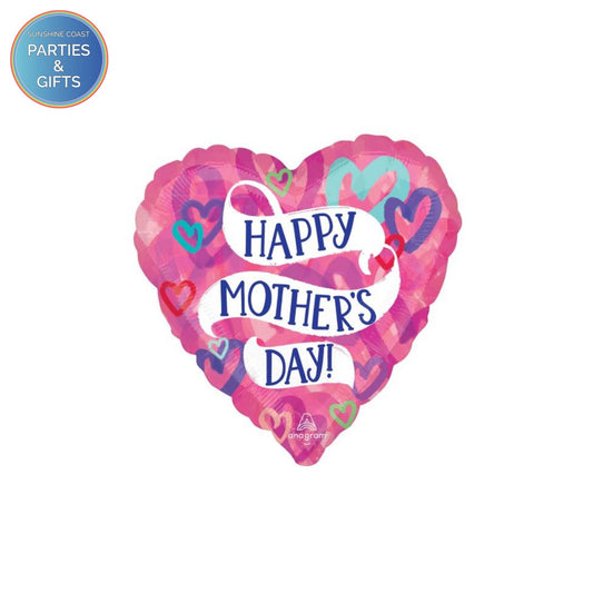 HAPPY MOTHER'S DAY PINK HEART FOIL BALLOON - 43CM