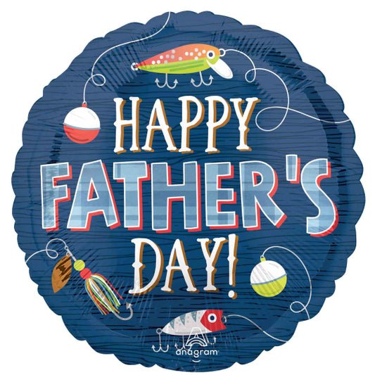 HAPPY FATHERS DAY HOOKED ON DAD FOIL BALLOON - 45CM