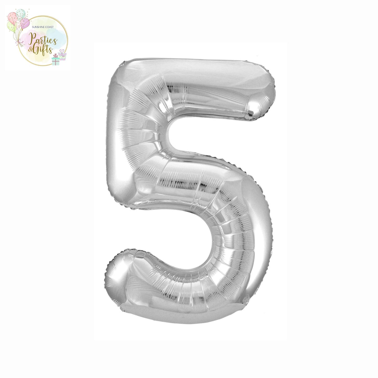 GIANT FOIL BALLOON - SILVER NUMBER 5 - 86CM