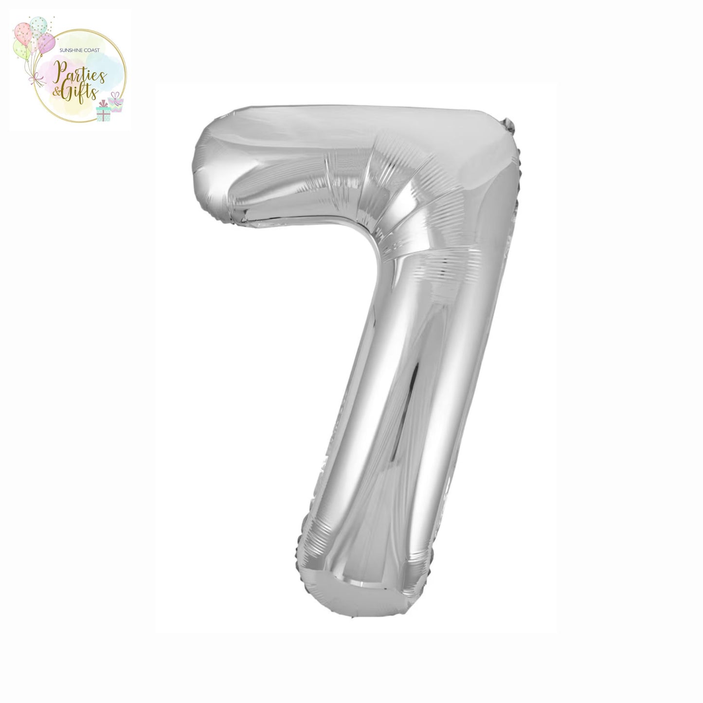 GIANT FOIL BALLOON - SILVER NUMBER 7 - 86CM