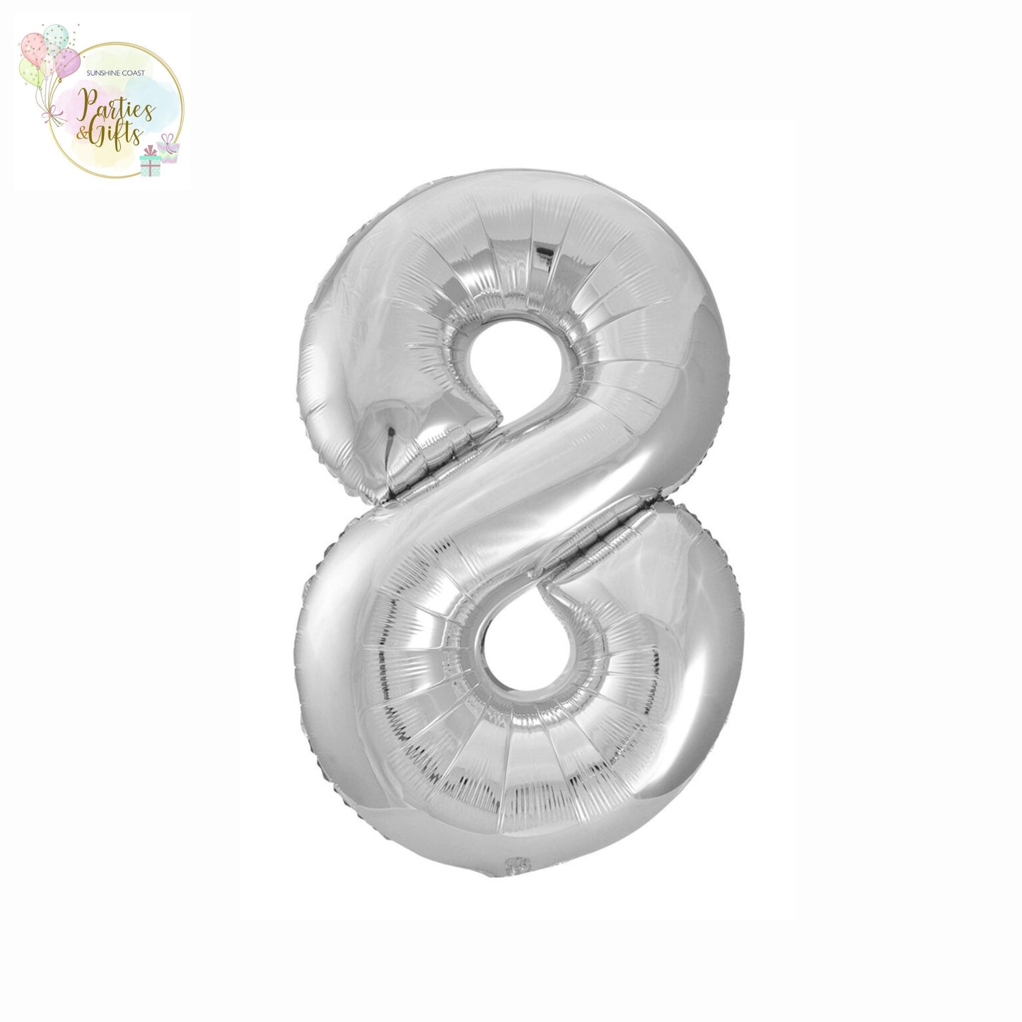 GIANT FOIL BALLOON - SILVER NUMBER 8 - 86CM