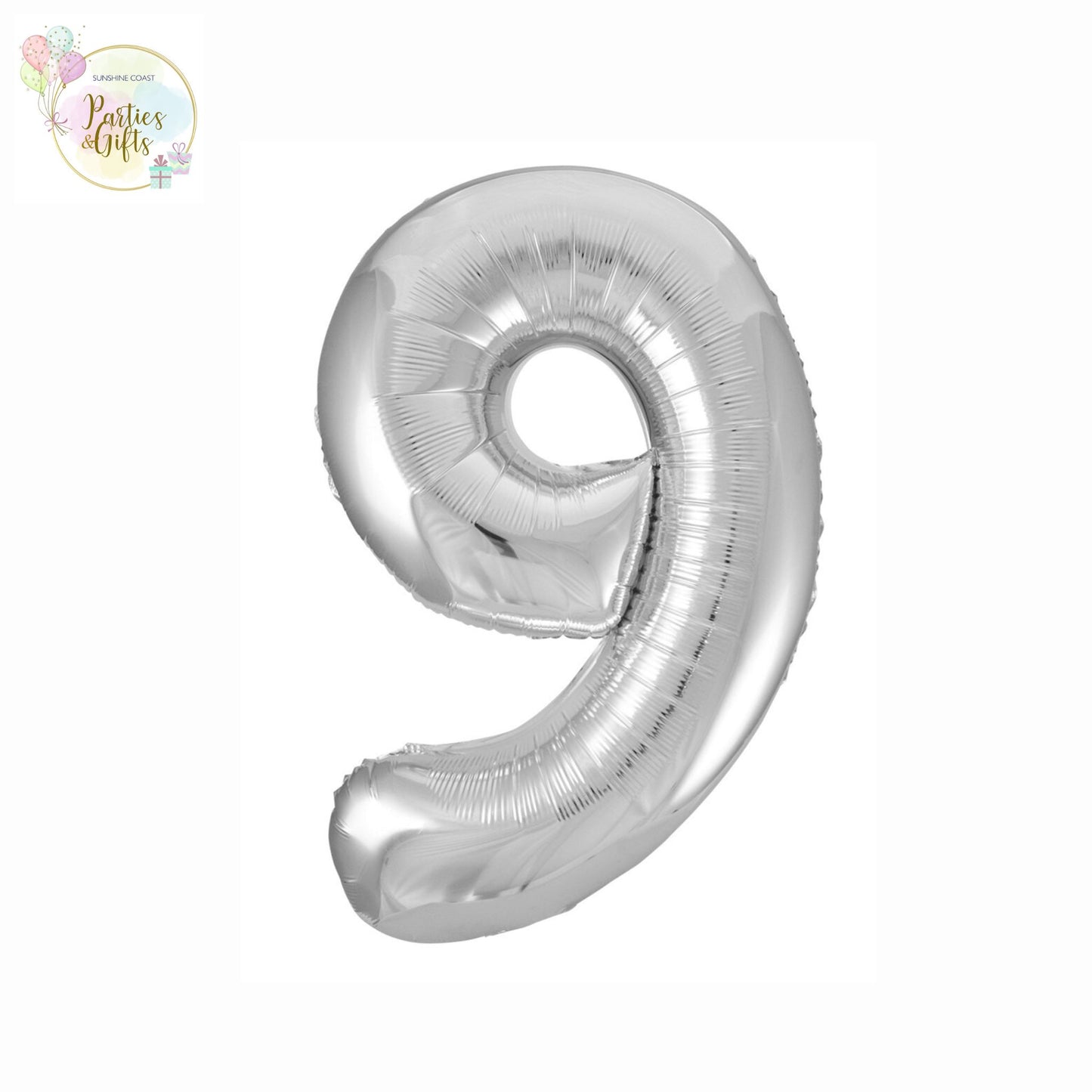 GIANT FOIL BALLOON - SILVER NUMBER 9 - 86CM