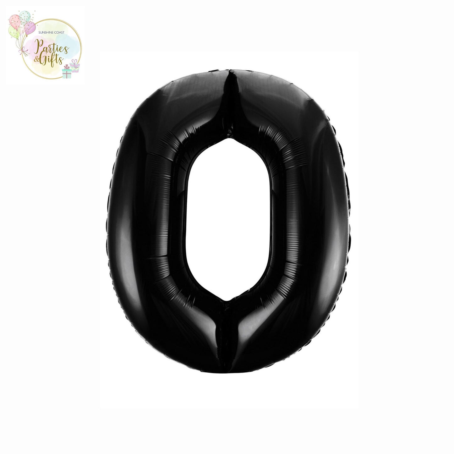 GIANT FOIL BALLOON - BLACK NUMBER 0 - 86CM