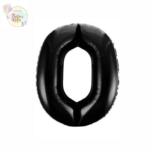 GIANT FOIL BALLOON - BLACK NUMBER 0 - 86CM
