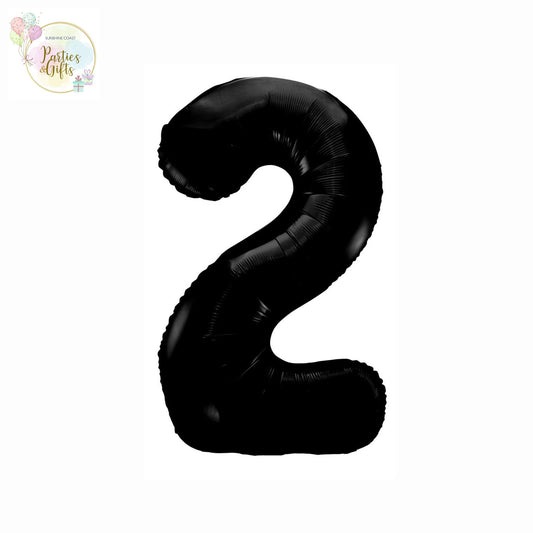 GIANT FOIL BALLOON - BLACK NUMBER 2 - 86CM
