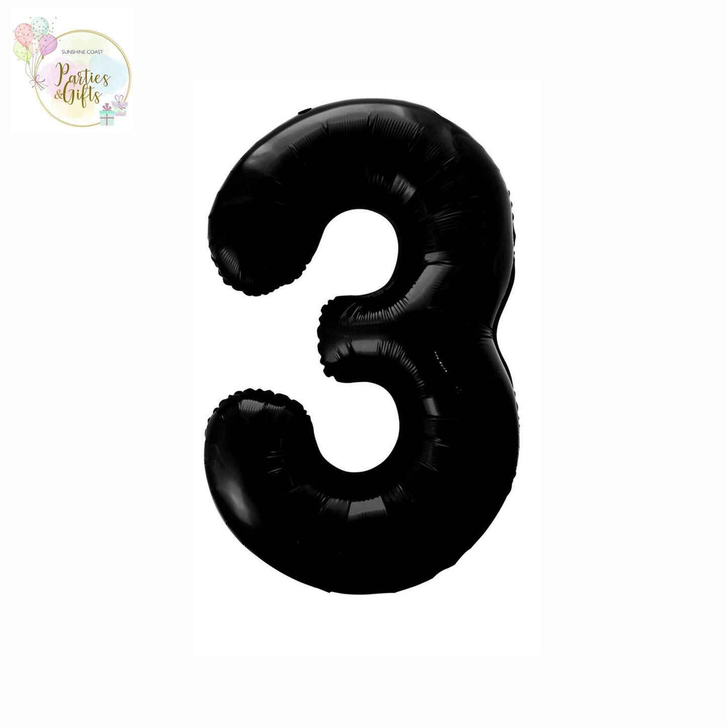 GIANT FOIL BALLOON - BLACK NUMBER 3 - 86CM