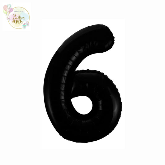GIANT FOIL BALLOON - BLACK NUMBER 6 - 86CM