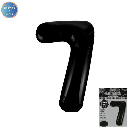 GIANT FOIL BALLOON - BLACK NUMBER 7 - 86CM