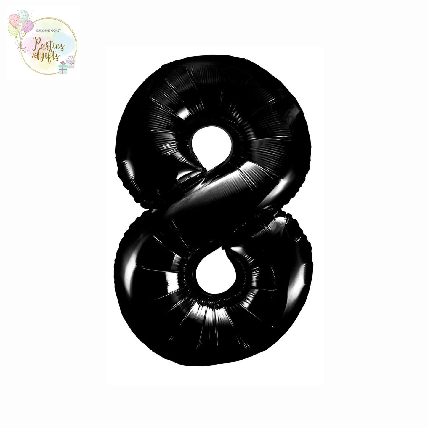 GIANT FOIL BALLOON - BLACK NUMBER 8 - 86CM