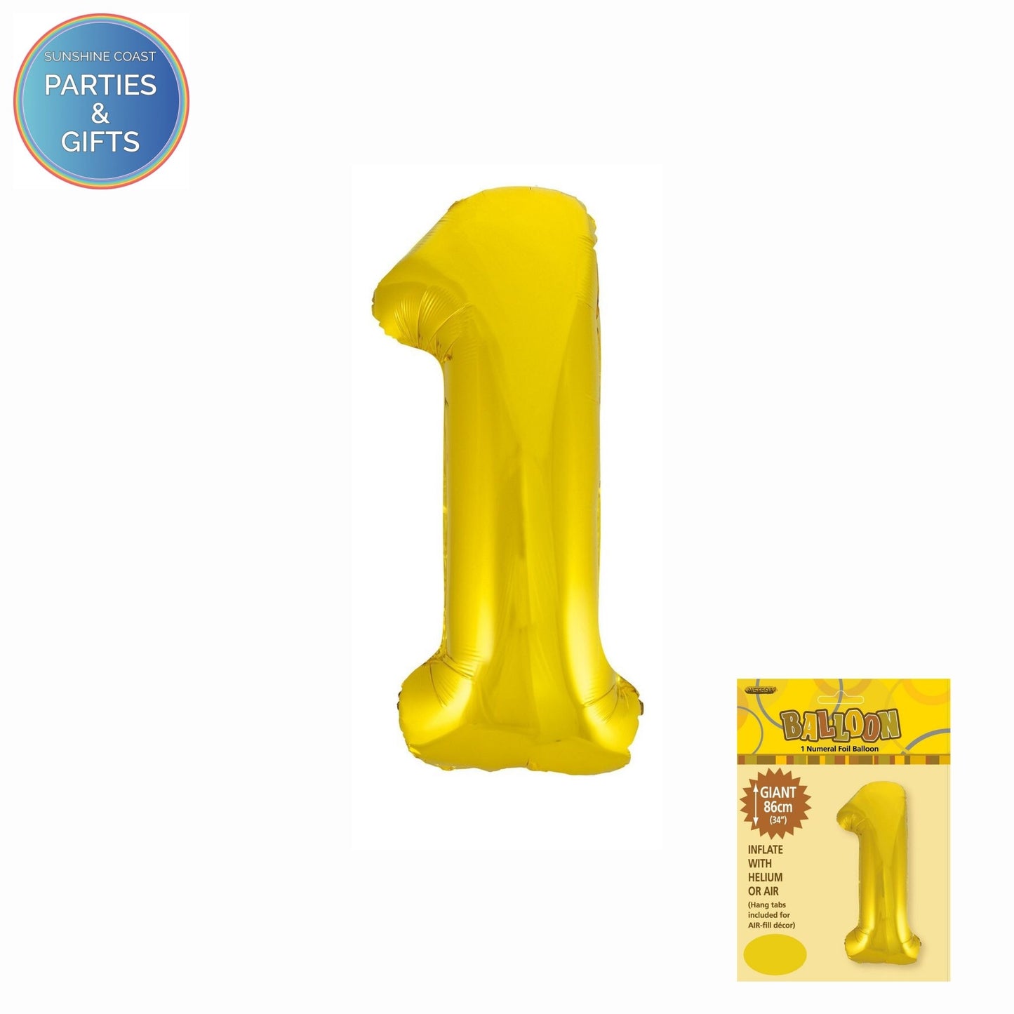 GIANT FOIL BALLOON - GOLD NUMBER 1 - 86CM