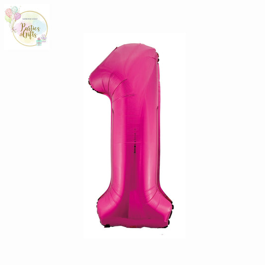 GIANT FOIL BALLOON - HOT PINK NUMBER 1 - 86CM