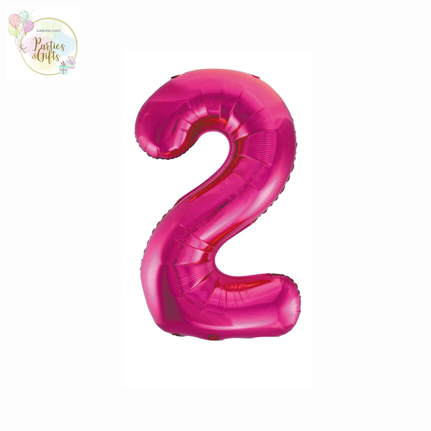 GIANT FOIL BALLOON - HOT PINK NUMBER 2 - 86CM