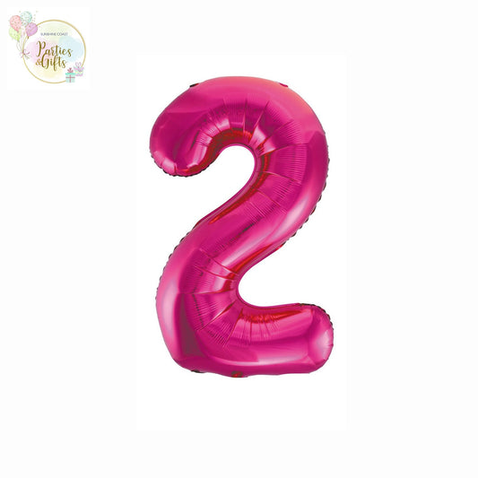 GIANT FOIL BALLOON - HOT PINK NUMBER 2 - 86CM