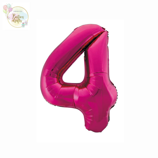 GIANT FOIL BALLOON - HOT PINK NUMBER 4 - 86CM