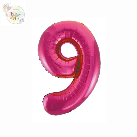 GIANT FOIL BALLOON - HOT PINK NUMBER 9 - 86CM