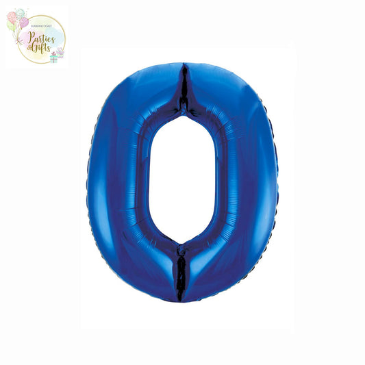 GIANT FOIL BALLOON - ROYAL BLUE NUMBER 0 - 86CM