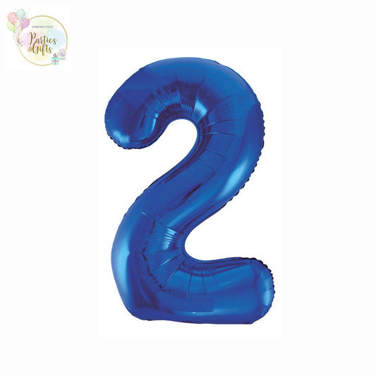 GIANT FOIL BALLOON - ROYAL BLUE NUMBER 2 - 86CM