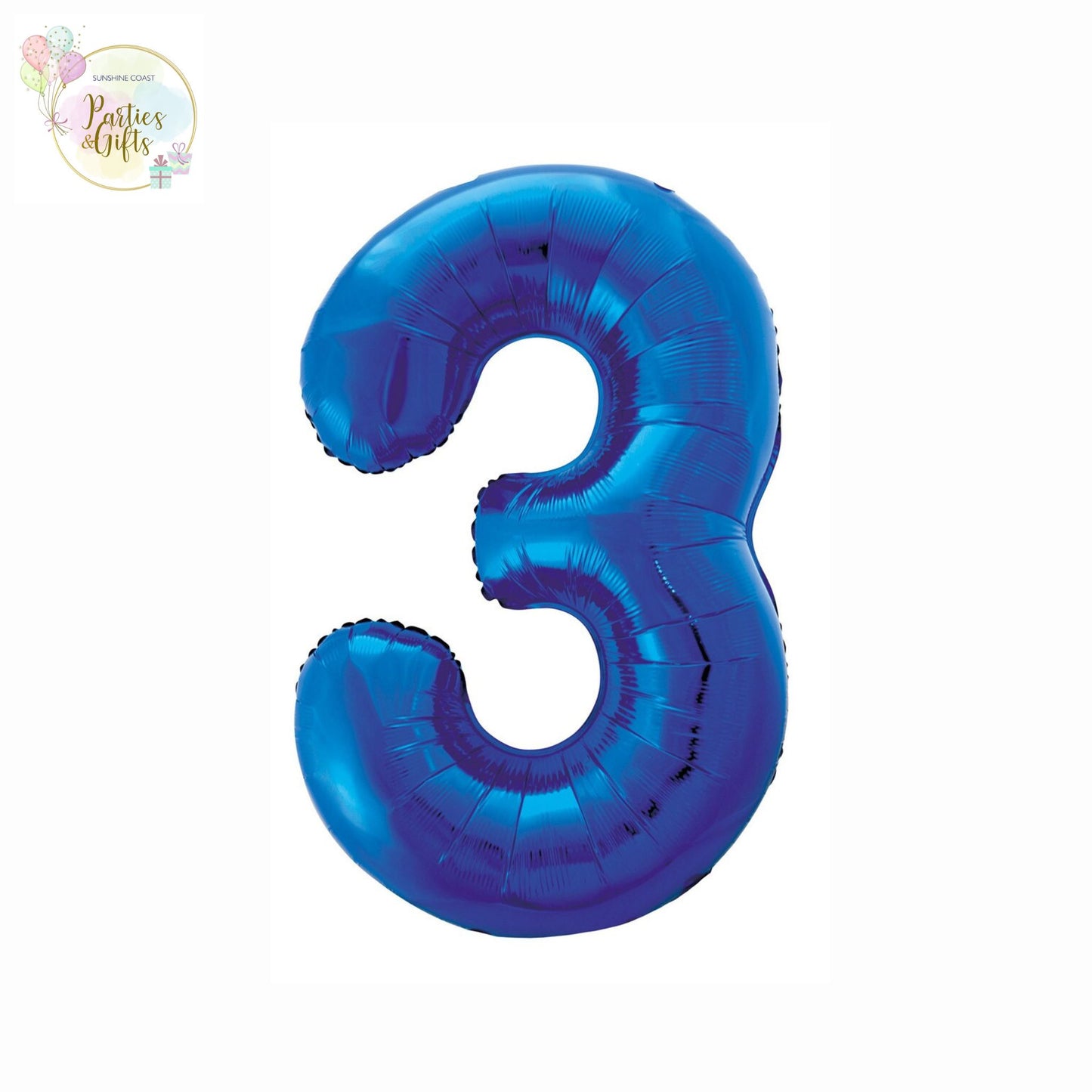 GIANT FOIL BALLOON - ROYAL BLUE NUMBER 3 - 86CM