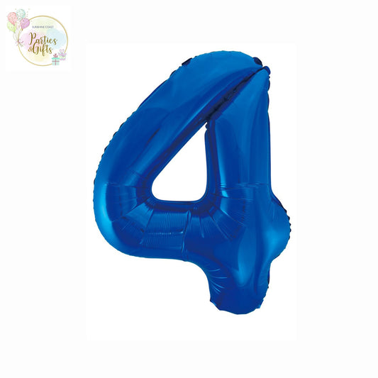 GIANT FOIL BALLOON - ROYAL BLUE NUMBER 4 - 86CM