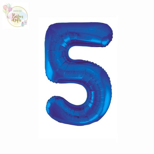 GIANT FOIL BALLOON - ROYAL BLUE NUMBER 5 - 86CM