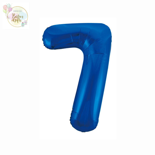 GIANT FOIL BALLOON - ROYAL BLUE NUMBER 7 - 86CM